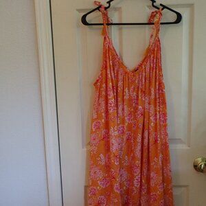 Old Navy Orange and Pink Sundress Sz XXL Floral Paisley Maxi